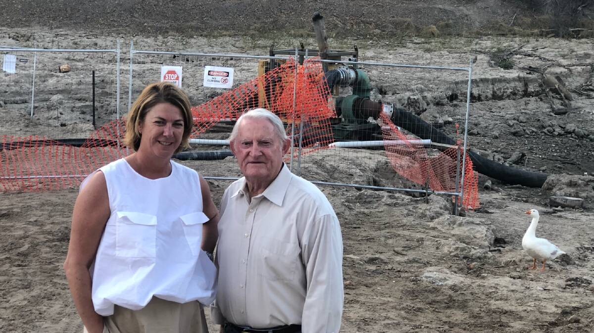 Newly appointed NSW Water Minister Melinda Pavey during her tour of far western NSW where she met with many communities including Bourke Mayor Barry Hollman at the Bourke pumping station that makes sure water comes into the town. Photo supplied.