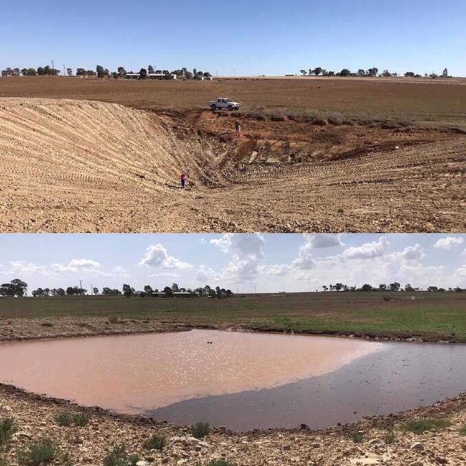 Before and after, Warren Williams has recorded 173mm since January 15 on his patch near Geurie. Photo Warren Williams