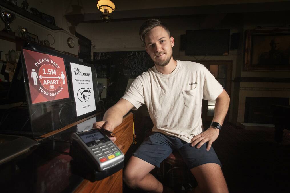 INCREASE: The Tamworth's licensee Alex Nicholls says he has seen roughly 30 per cent increase in card payments. Photo: Peter Hardin