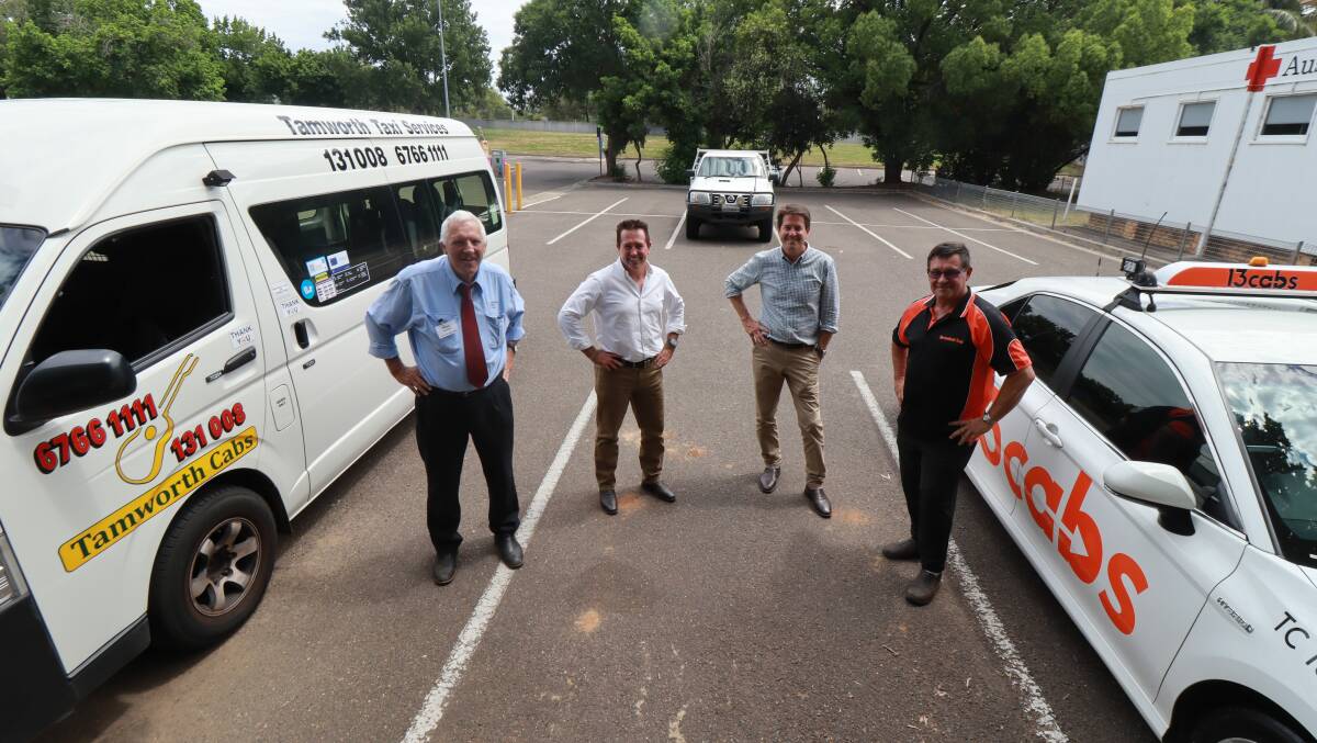 PILOT: Tamworth Cabs Peter Kachel, Regional Transport and Roads MP Paul Toole, Tamworth MP Kevin Anderson and 13 CABS Allan Beresford. Photo: Jacinta Dickins