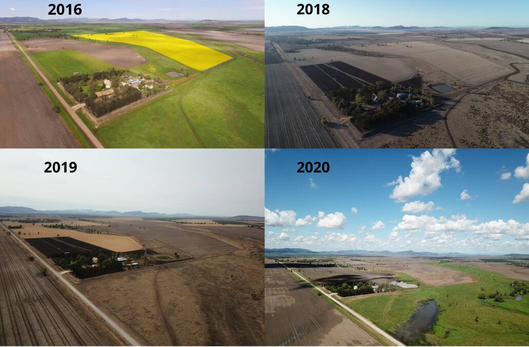 Drone photos taken over Drayton show the impacts of drought since 2016 to now. Photos: John Hamparsum