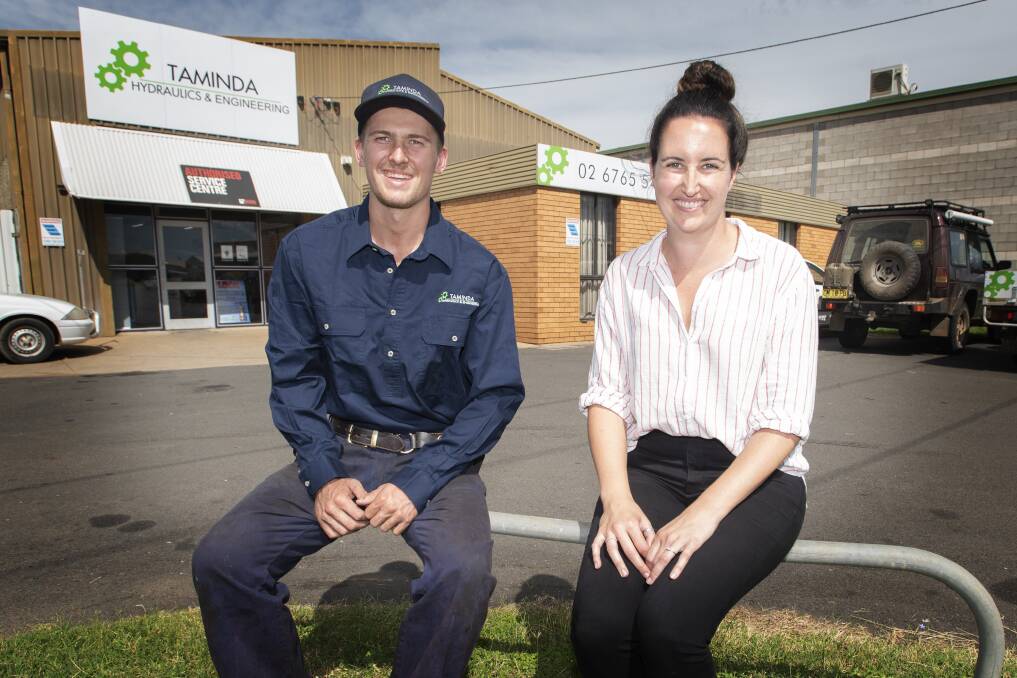 WELCOME: Taminda Hydraulics and Engineering's new apprentice Matt Hall with joint owner Alli Jenkins, who has welcomed the expansion of the Federal Government's apprentice subsidy. Photo: Peter Hardin