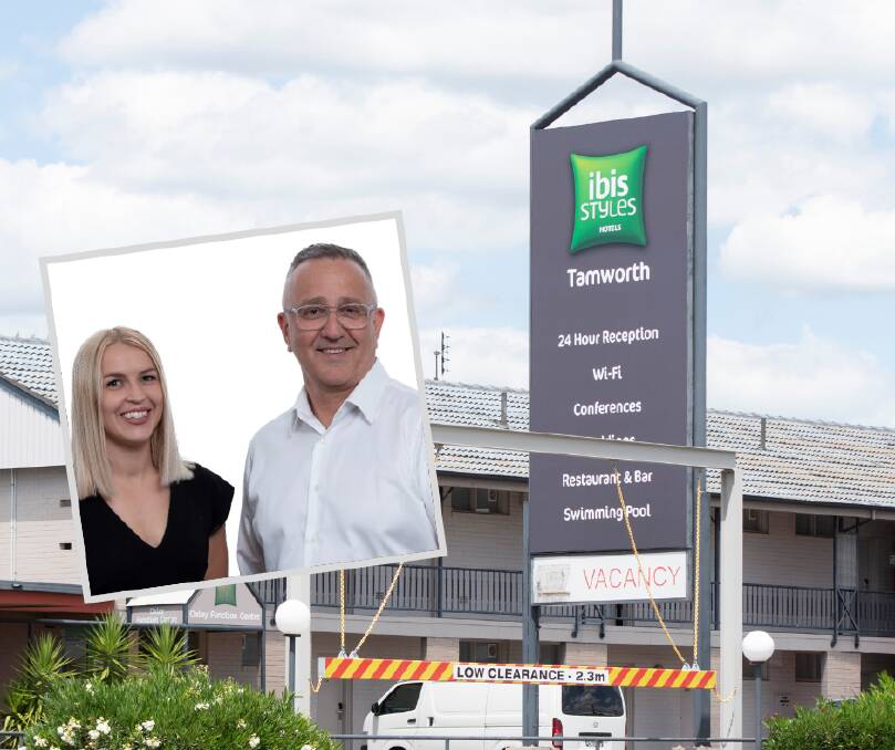TO MARKET: Agents Hayley Manvell and Wayne Bunz are in charge of selling Ibis Styles Tamworth, the longest hotel in the Southern Hemisphere.