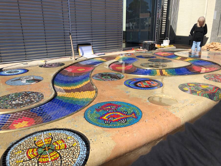 LONG TIME DREAM: The Rainbow Serpent takes shape ahead of its installation. Photo: Contributed 
