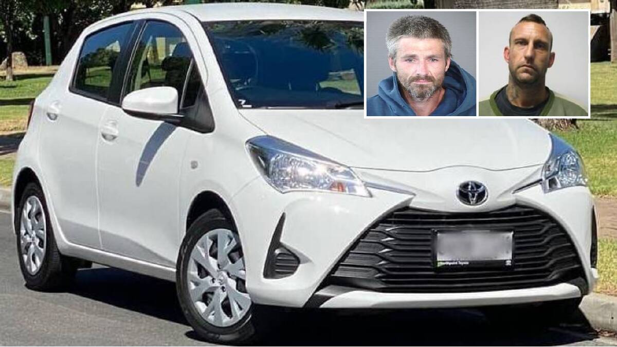 Timothy Evans and Stephen Quarterly are believed to be driving a Toyota Yaris. Photos: NSW Police Force