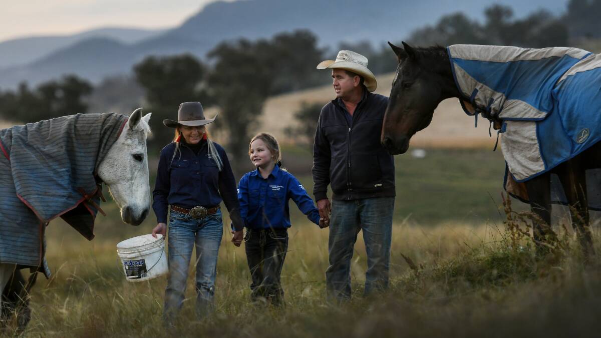 SADDLE UP: Christine Ogilvie, Piper Hammer and Jason Newman from Tamworth and Kootingal Horse Riding Adventures are ready to get back in the saddle; they just have to find out where to go to get permission to open. Photo: Gareth Gardner