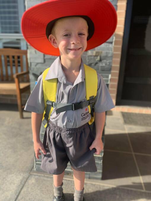 ADVENTURE: Fletcher Sipple started his kindy stint at Carinya Christian School on Wednesday and had an absolute blast. Photo: Supplied