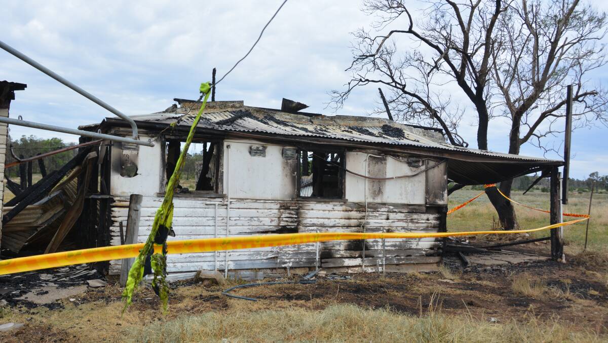 COLLAPSE: The house on Quia Road was destroyed despite efforts of both RFS and Rural Fire Service crews from Gunnedah, Qurindi, Tamworth and more. Photo: Jessica Worboys