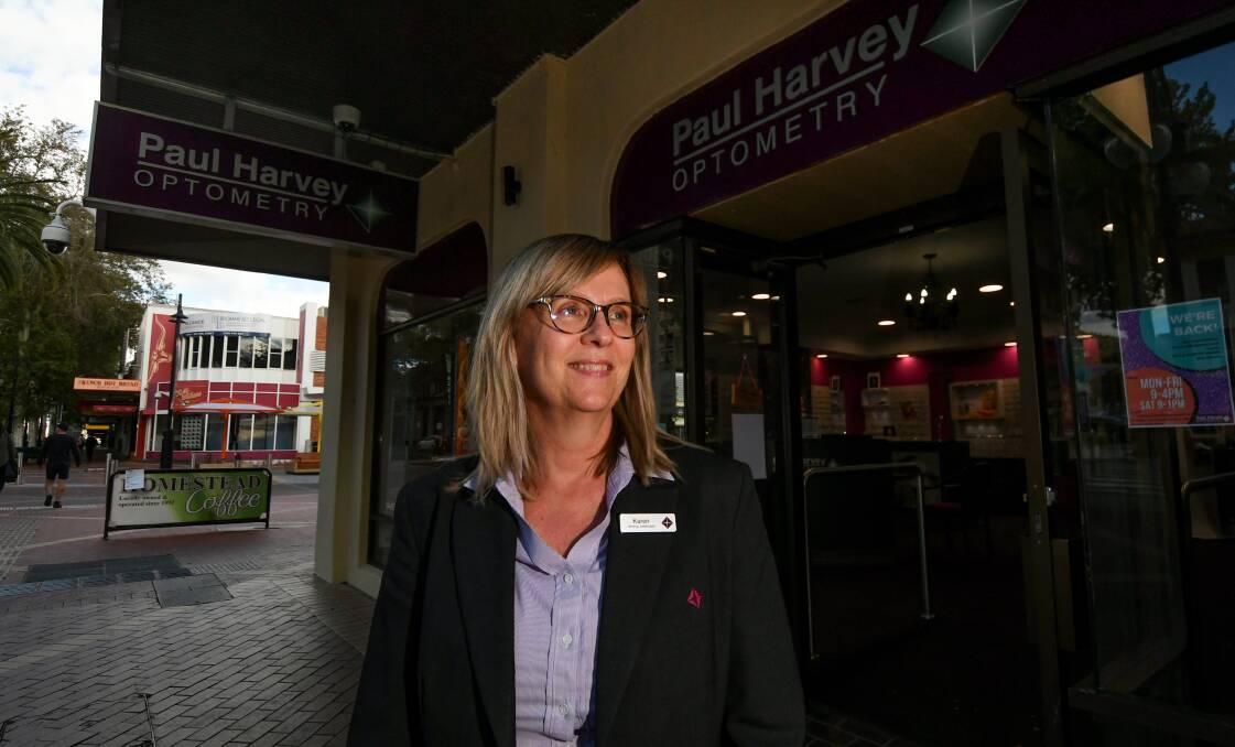 OPEN FOR BUSINESS: Paul Harvey Optometry's Karen Johns is adapting to the eased social-distancing guidelines. Photo: Gareth Gardner 180520GGB02