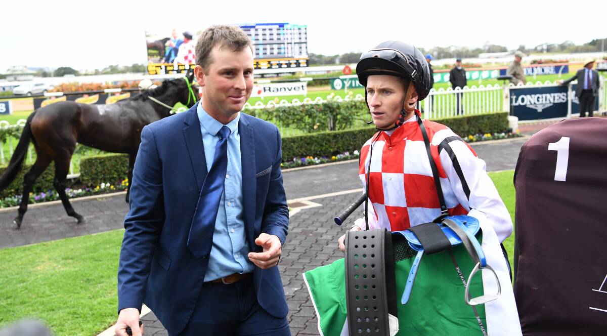 READY TO GO: Armidale trainer Stirling Osland (left) has prepared Scarlet Missile for Tuesday's Tamworth meeting after the mare made the move from Western Australia. Photo: AAP Image/David Moir 