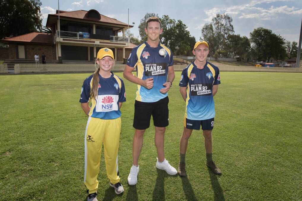 EXCITEMENT: Deni Baker, Josh Hazlewood and Adam McGuirk are ready for this weekend's Regional Bash games. Photo: Peter Hardin 251019PHC014 