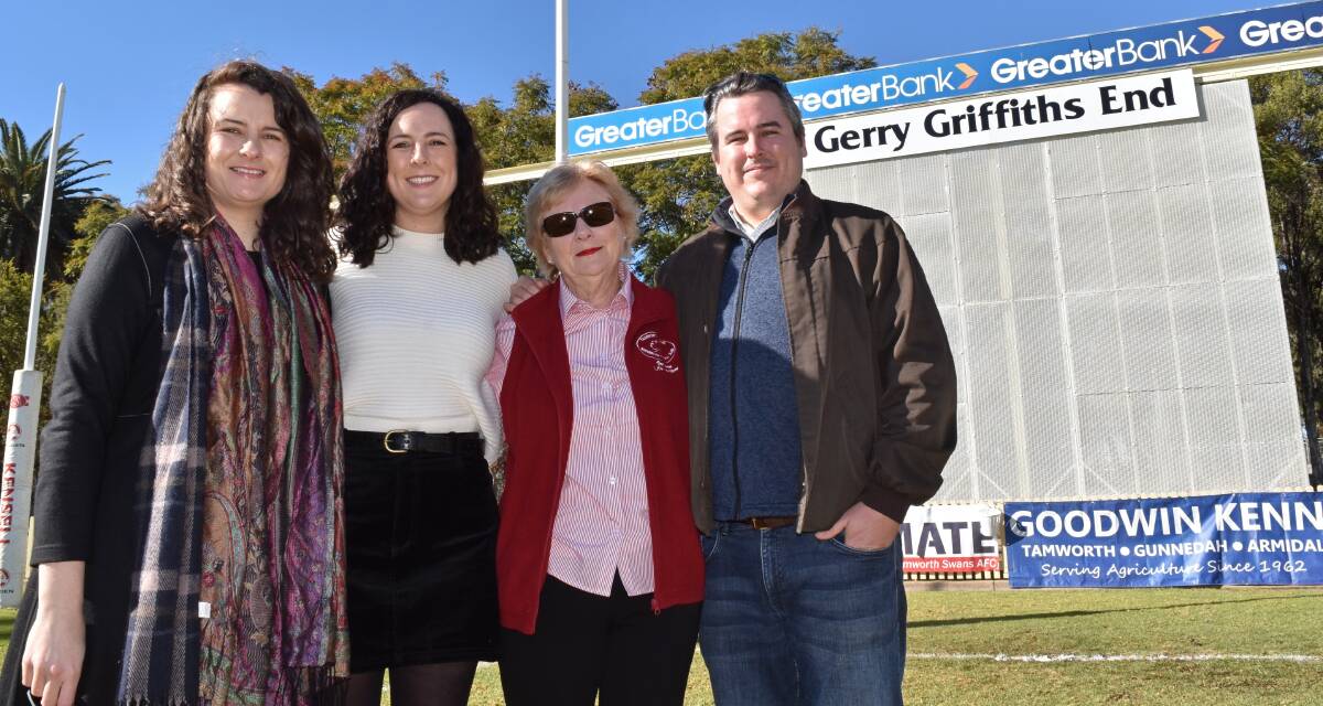 LEGACY: Marguerite, Emily, Veronica and Evan Griffiths help unveil the Gerry Griffiths end at Tamworth No.1 Oval earlier this year. Photo: Ben Jaffrey 