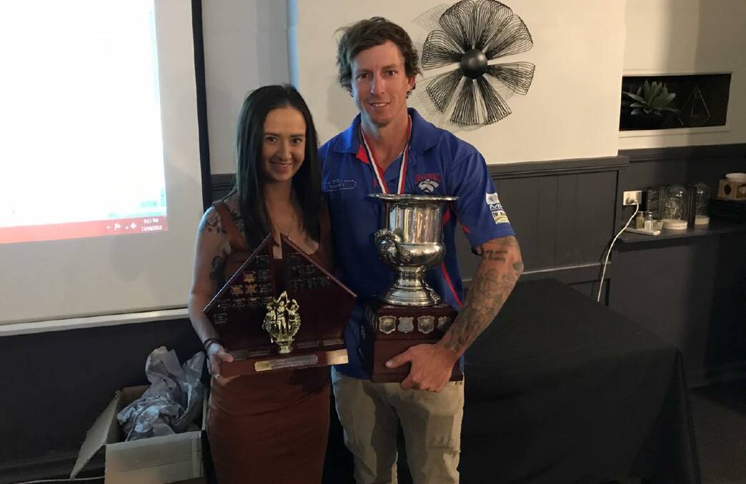 BEST AND FAIREST: Jake Spackman with partner Taylor after claiming his second consecutive Frogmore Cup. Photo: Supplied