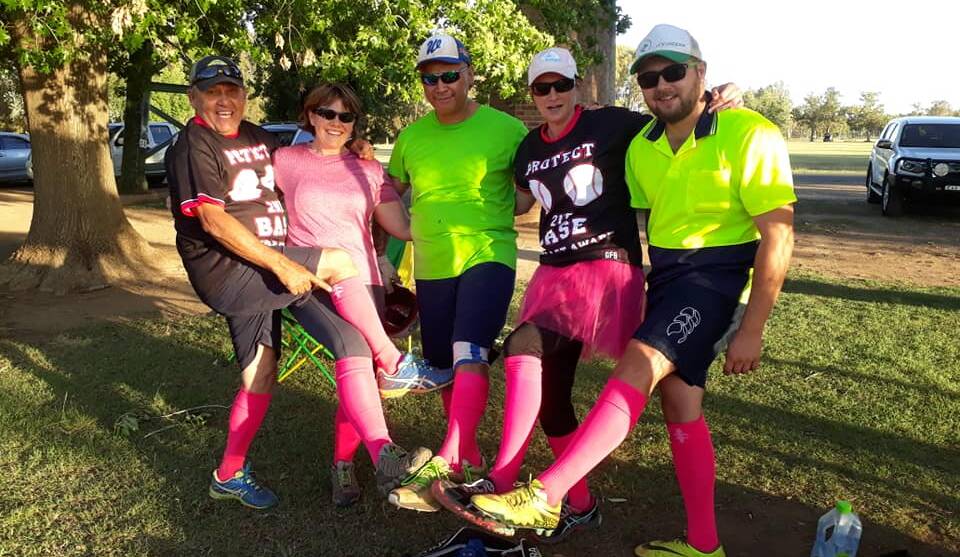 PITCHING IN: Players donned pink to support breast cancer awareness. Photo: Tamworth Softball Association Facebook page. 