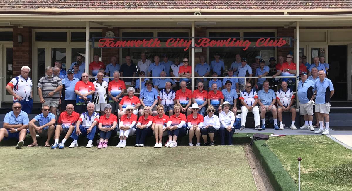 COMING TOGETHER: Members of the Tamworth City Bowling Club join together with members of the Travelling Novocastrians. Photo: Supplied 