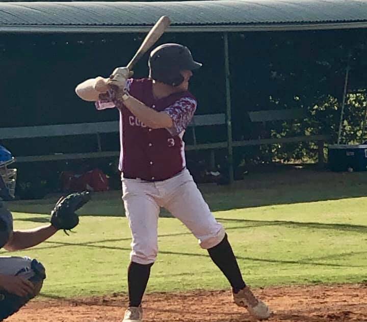 BATTER UP: Cougars' Brock Ridgewell waits for his pitch during his side's 26-1 victory against the Gunnedah Giants. Photo: Supplied 