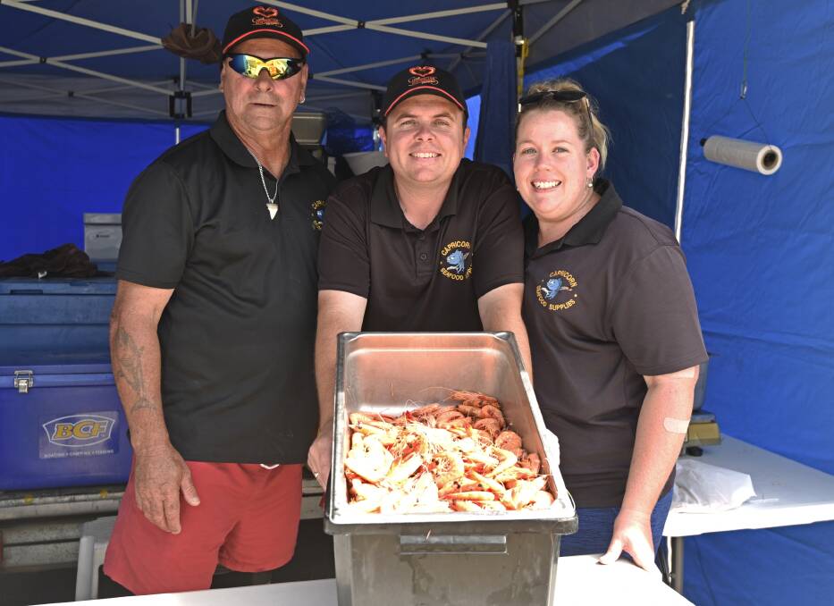 CATCH OF THE DAY: Capricorn Seafood Supplies' Paul Duggan, Paul Hynes and Leah Hynes will be busy serving up fresh seafood ahead of Good Friday. Photo: Billy Jupp