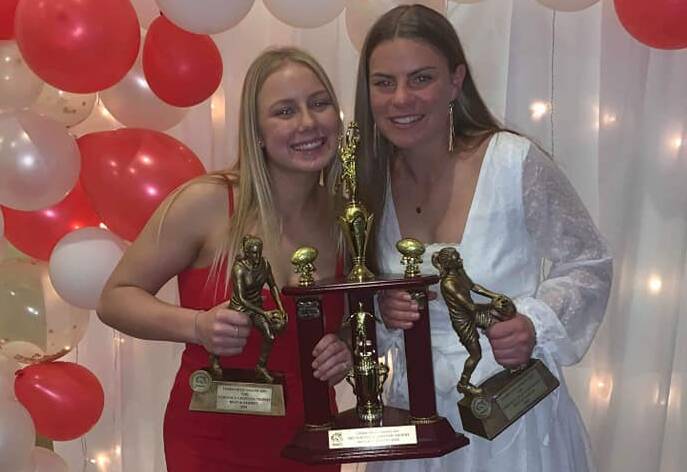 POWER PAIR: Billie Mitchell and Daisy George took out the inaugural Veronica Griffiths Trophy as the Tamworth Swans women's best and fairest. Photo: Supplied 
