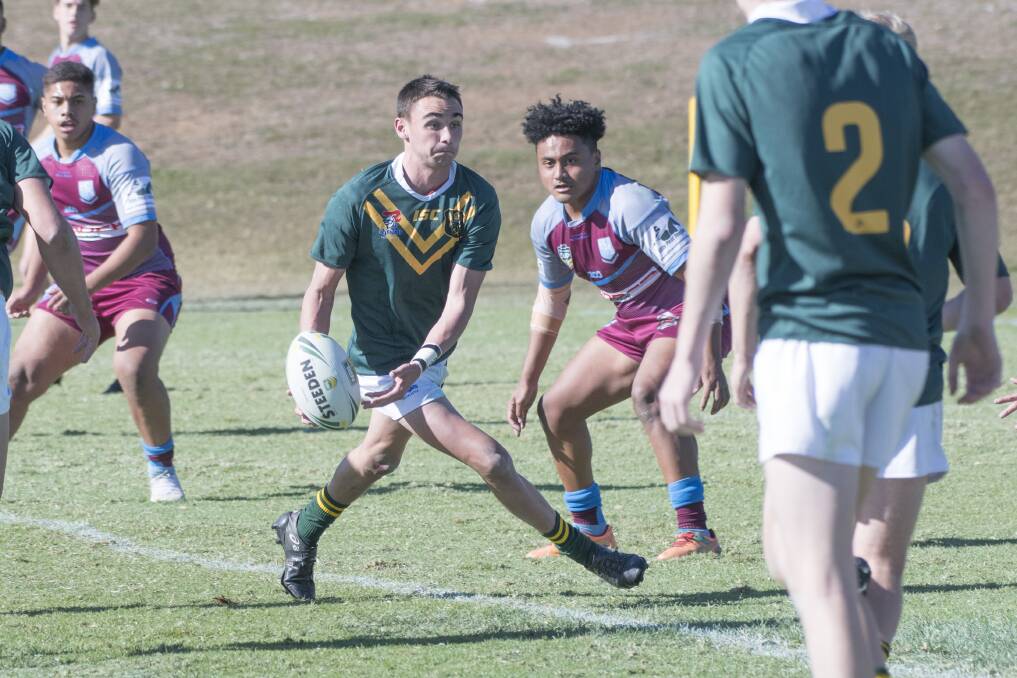 MAGIC: Trent Taylor in action against Hills Sports High earlier this season. Photo: Peter Hardin 250619PHA504 
