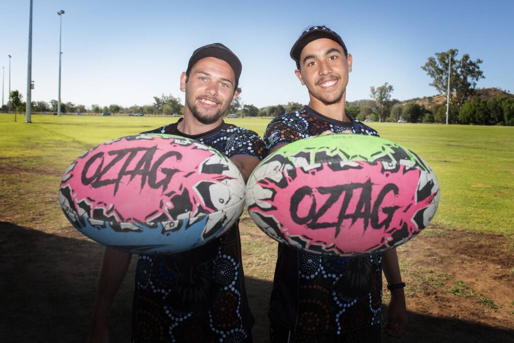 
READY TO GO: Jermain Walford and Latrell Allan are set to battle it out at this weekend's Oceania Oztag Championships. Photo: Peter Hardin 111119PHE013