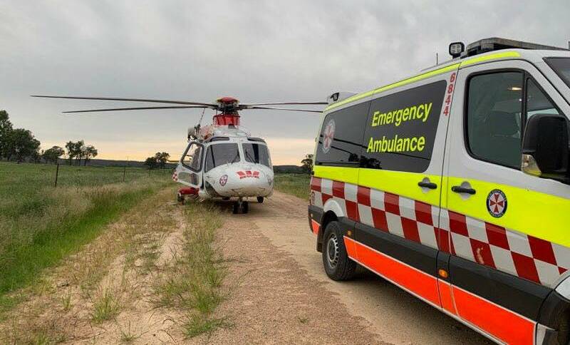 HELP AT HAND: The Westpac Rescue Helicopter airlifted the Chapple and Rushbrook from Inverell airport to Lismore Base Hospital after the accident. Photo: Supplied 