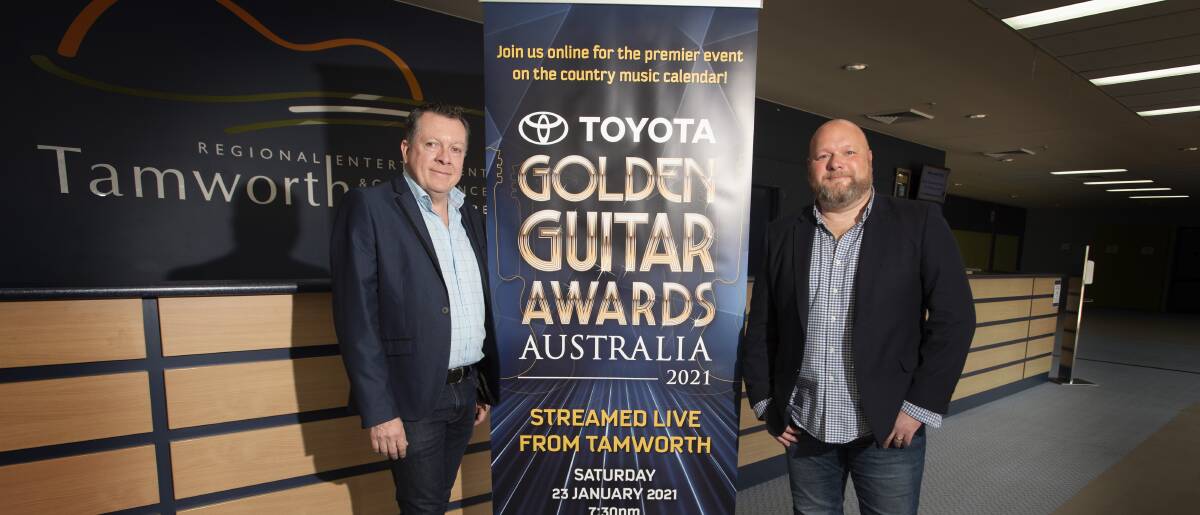 ON TRACK: Golden Guitars executive producer Peter Ross and CMAA chairman Dan Biddles are looking forward to hosting next year's event in person. Photo: Peter Hardin 
