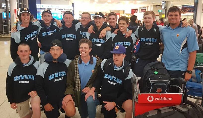 ON TOUR: The NSW CHS boys cricket team touches down at Sydney Airport on Saturday. Photo: Supplied 