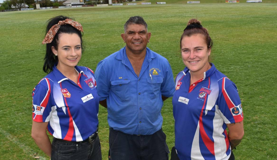 READY TO GO: Tara Wilkinson-Ryan, Bob Price and Gemma Wicks are hoping the Bulldogs can repeat their women's tackle success from last year. Photo: Ben Jaffrey 