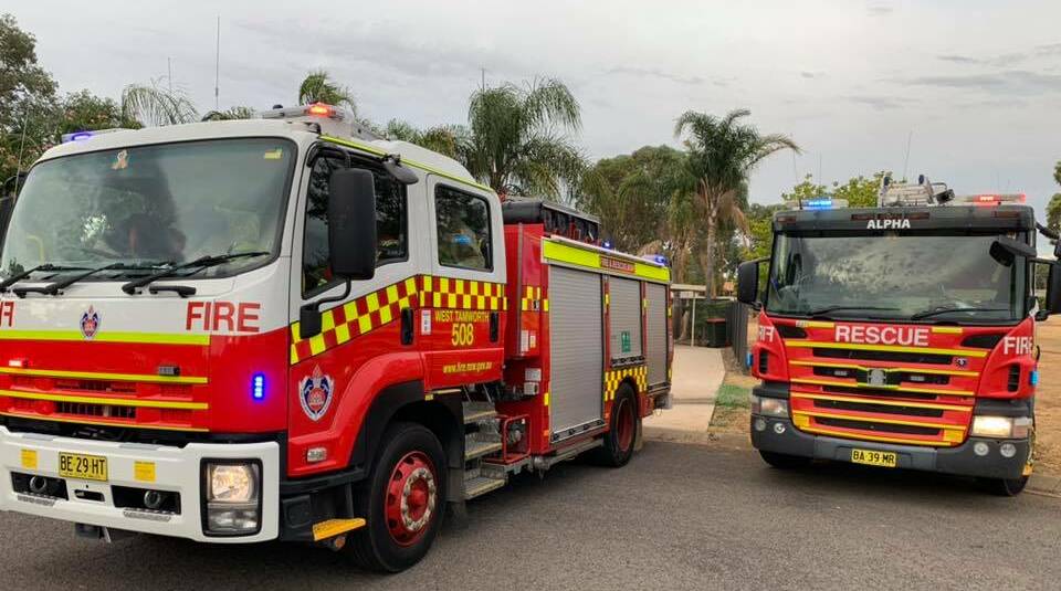 TEAM EFFORT: Crews from West Tamworth Fire and Rescue 508 and Tamworth Fire and Rescue 452 attended the scene on Sunday morning. Photo: Supplied 