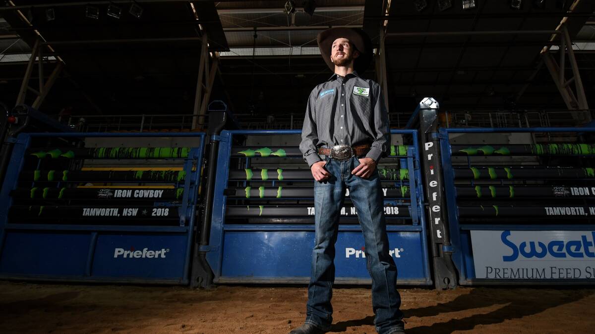BACK IN THE SADDLE: Hallsville rider Bradie Gray is out to win this weekend's PBR event in Tamworth. It will be his first event since returning from a career threatening injury last year. Photo: Gareth Gardner 161118GGB06