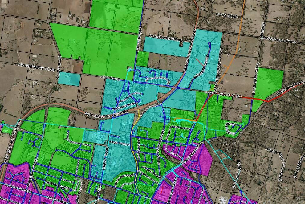 WATER CONCERNS: Areas in the light blue areas of the map will be impacted by the weakened water pressure. Photo: Supplied 