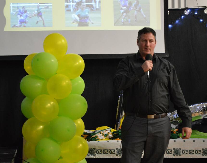 LEADING THE WAY: Shane Rampling addresses the Boggabri faithful during the club's presentation night. Photo: Supplied 