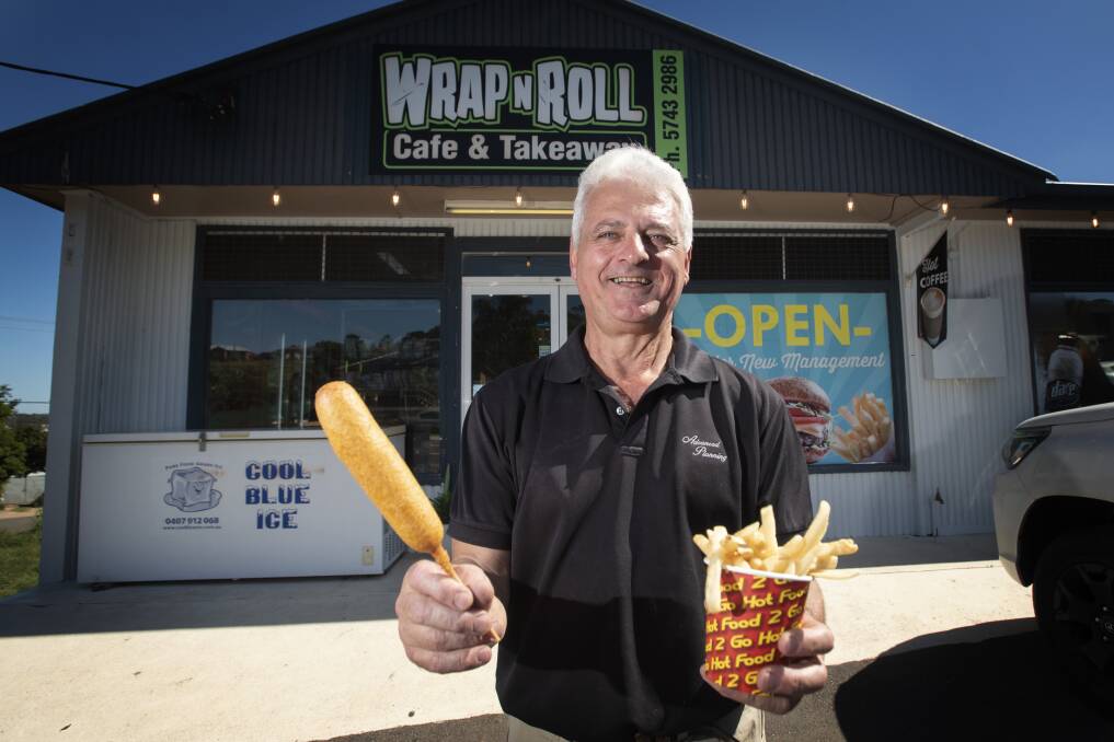 THINKING OUTSIDE THE BOX: Wrap 'N' Roll Cafe's Tony Summers is excited to launch a new walk-through window for his customers. Photo: Peter Hardin 190320PHD013 