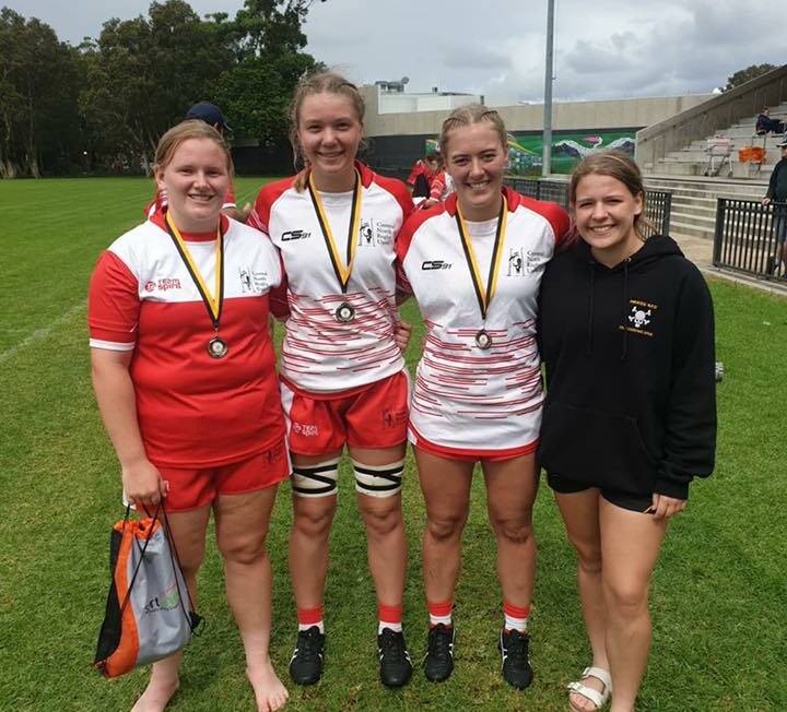 RISING STARS: Erika Maslen, Ellee Bowen, Alice O'Connor and Abi Murray did Pirates proud while representing Central North and the president's sides at the country championships. Photo: Supplied 