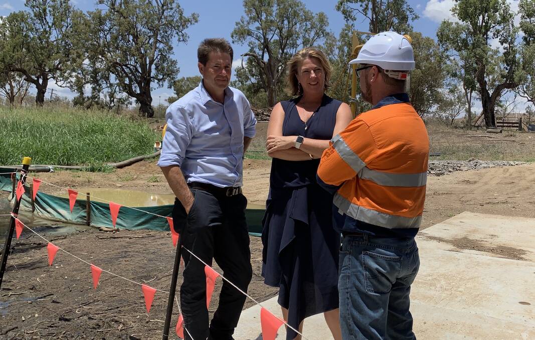 FINAL STAGE: Tamworth MP Kevin Anderson and state water minister Melinda Pavey inspecting the progress of the Dungowan to Chaffey Dam pipeline. Photo: Supplied