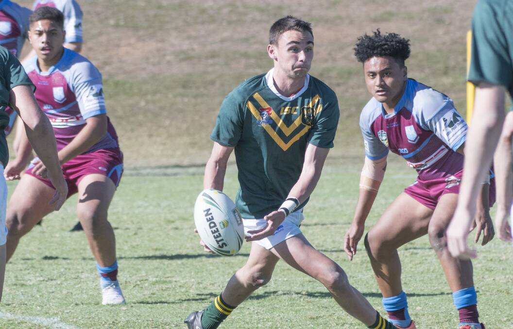 MAGIC MAN: Two late tries from Trent Taylor helped Farrer secure a win over NRL Schoolboy Cup quarter-final win over Hills. Photo: Peter Hardin 250619PHA504 