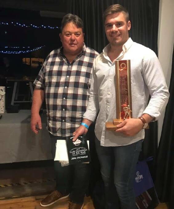 BIG YEAR: Jake McManus accepts North Tamworth's club champion award. Photo: Supplied 