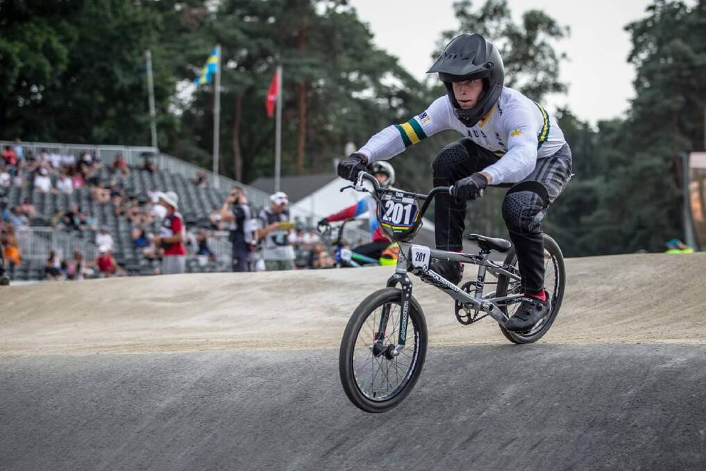 NATIONAL PRIDE: Tamworth's Jack Davis in action at the 2019 BMX World Championships in Belgium. Photo: Supplied 
