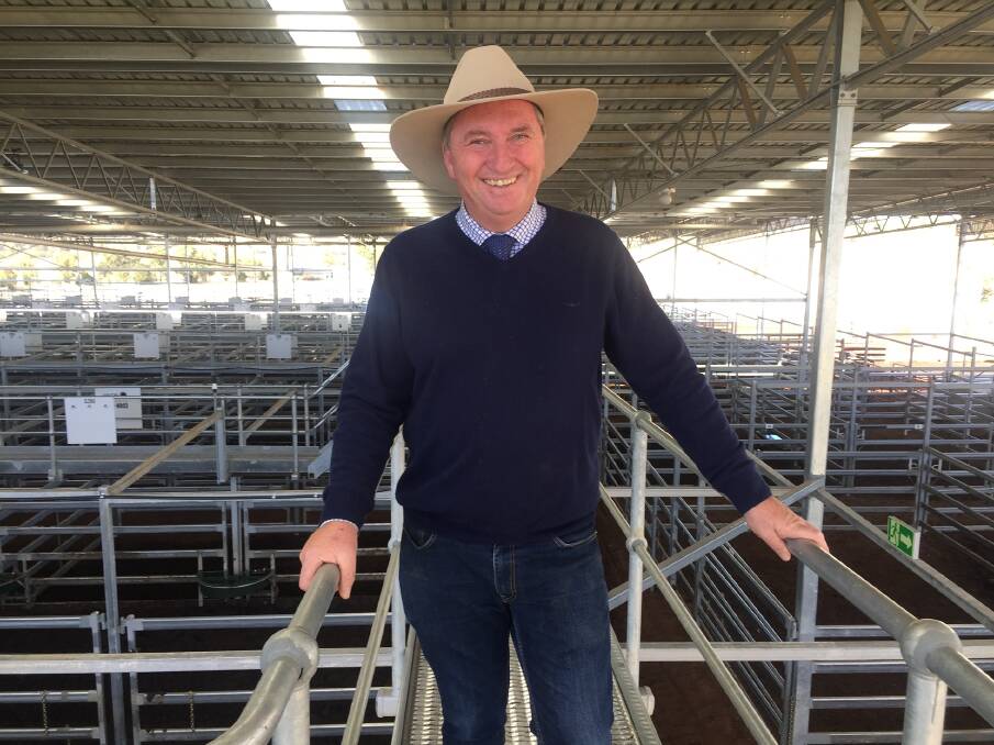 EYE TO THE FUTURE: New England MP Barnaby Joyce inspects the progress of the Inverell Saleyards upgrade. Photo: Supplied 