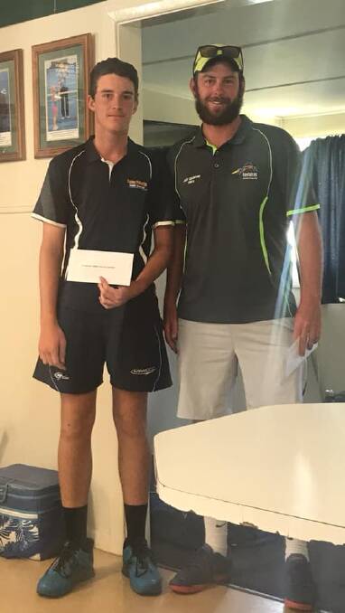 SMASH HIT: Gunnedah's Aaron Osmond took out the North West Men's Tennis Championship defeating Guyra's Brandon Burey in the final. Osmond went on to claim the mixed doubles title with Danielle Bishop. Photo: Supplied 