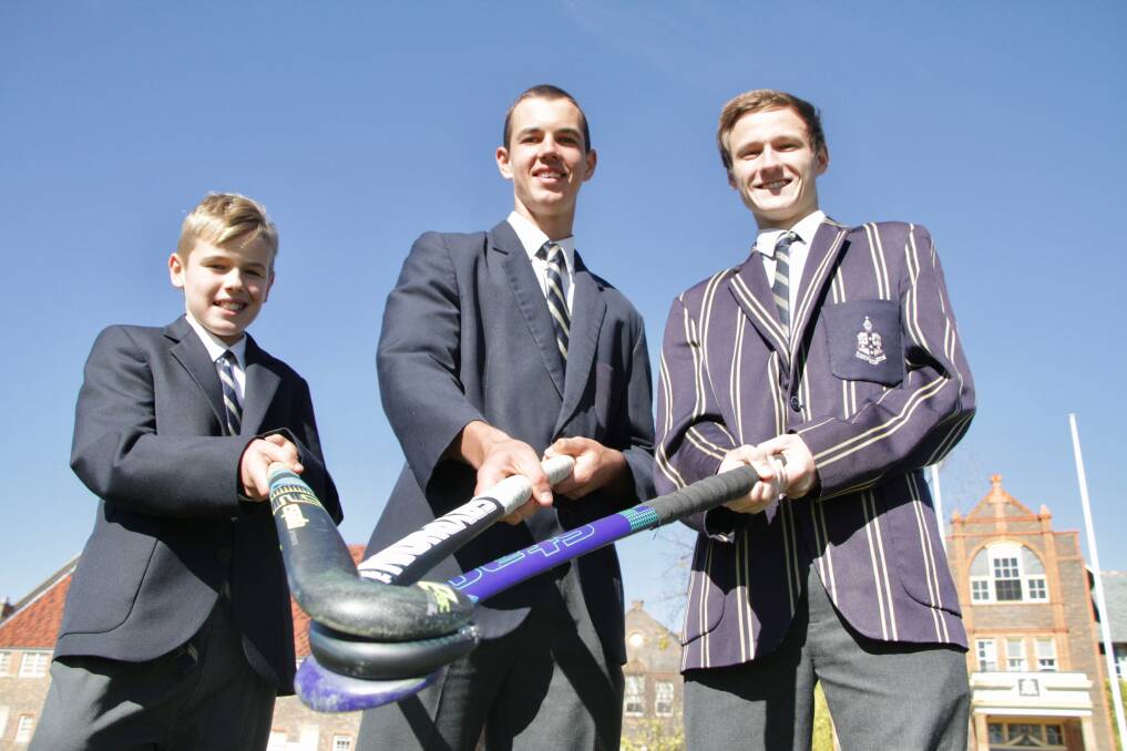 TERRIFIC TRIO: Miller Harwood, Rohan Lawrence and Sam Behrend have been selected for Combined Independent Schools hockey duties. Photo: Supplied 