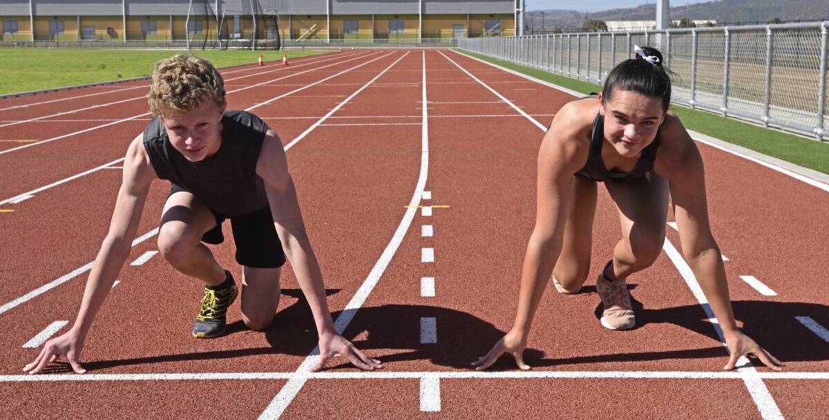 SET TO GO: Tamworth's Liam Gordon and Emma Klasen will represent NSW at the national athletics championships in Perth. Photo: Billy Jupp 