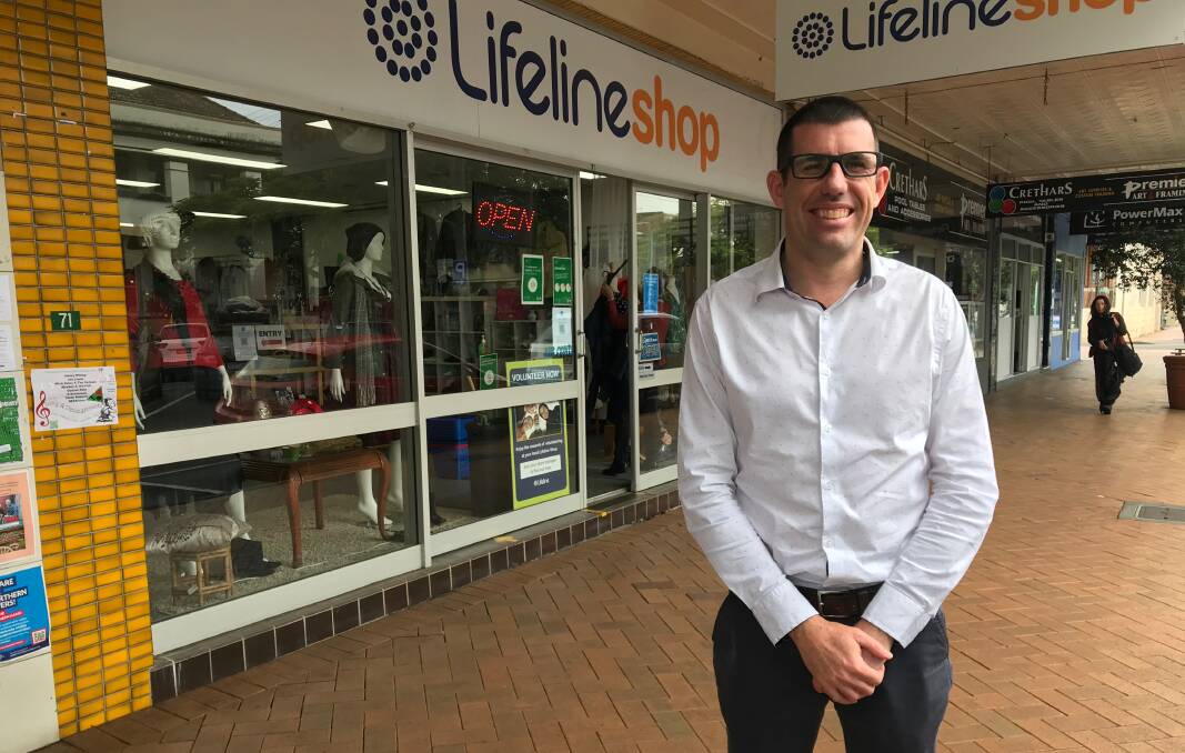 COMING SOON: Michael Were outside one of Lifeline's shops. Photo supplied.