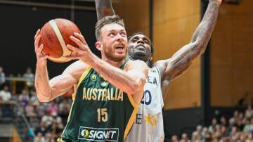 Nick Kay led the way for the Boomers against Korea in Bendigo on Thursday night with 21 points and a 12 rebounds for a double-double. Picture by Enzo Tomasiello