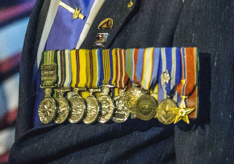 Charges: Theses are the replica medals worn by Kenneth Franks at the Dawn Service in Goondiwindi on Anzac Day.