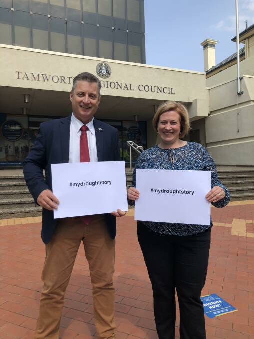 Share your tale: Namoi Unlimited chairman and Gunnedah shire mayor Jamie Chaffey with Tamworth Chamber of Commerce vice-president Steph Cameron.