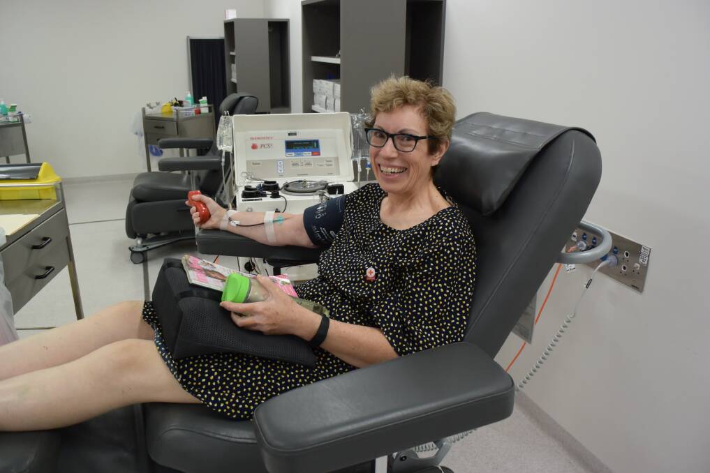 Administration officer Vicki Whinfield made her 25th donation of blood products today. 011119CMA03