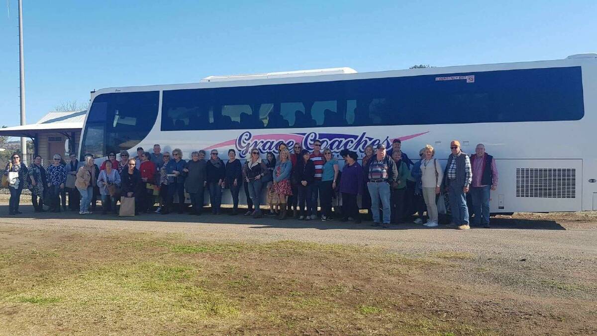 BUSLOAD: The travellers departed from Newcastle with Luskintyre's Grace Coaches, which donated the coach, the driver and half the fuel expenses. 'We couldn't have done it without [them],' Ms Best said.