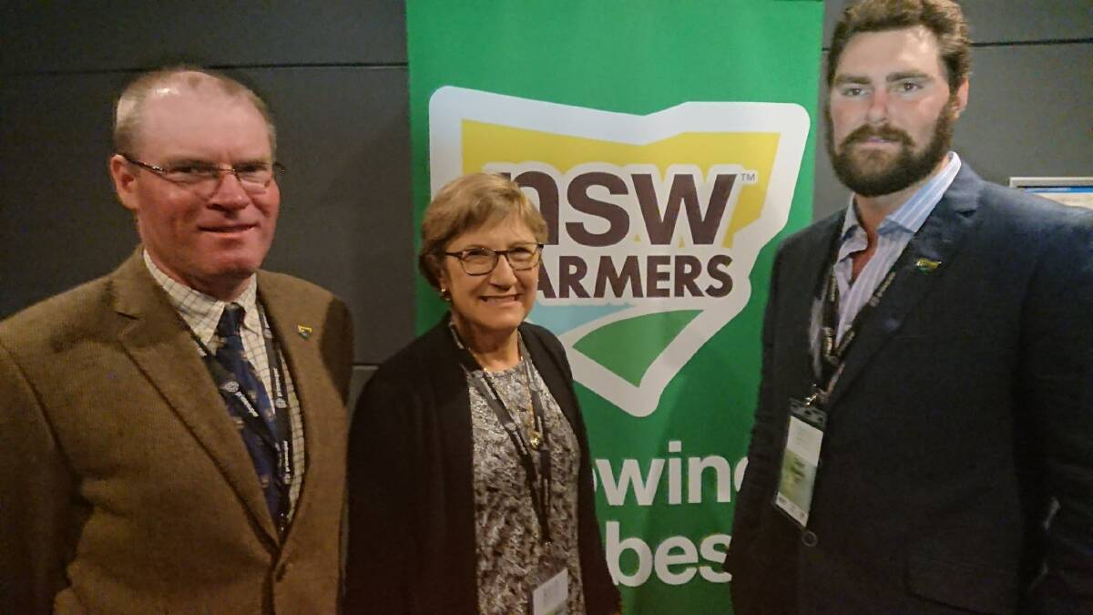 AWARD: NSW Farmers Guyra branch members Mark Donovan, Jenni Jackson and Callan Schaefer at the conference; the branch won an award for an innovative event it held last year.
