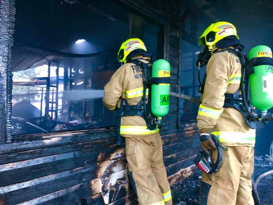 Destroyed: Fire and Rescue Quirindi firefighters, plus colleagues from Werris Creek and the local RFS, worked into the day to control and extinguish the blaze, to which they were called a little before 4am on Sunday.